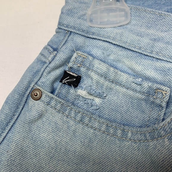 KanCan Distressed High Rise Denim Shorts - Light Wash - Picture 5 of 8